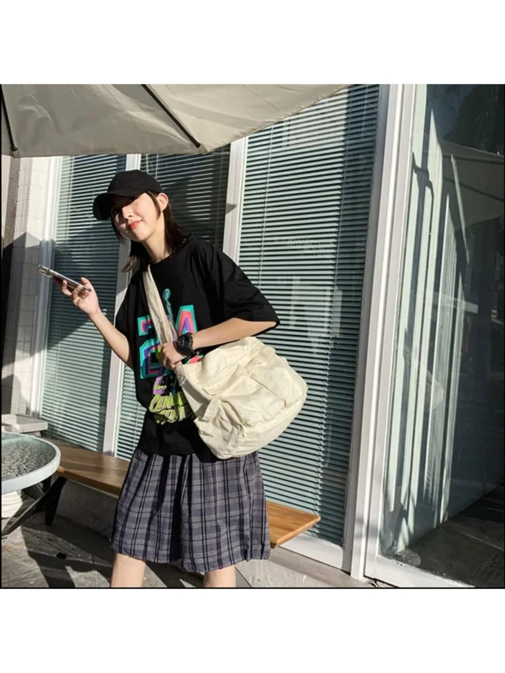 Women's White Travel Canvas Zipper Crossbody Shoulder Laptop Bag